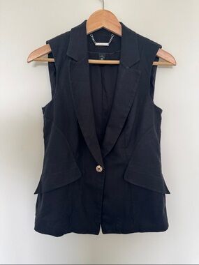 White House Black Market Black Sleeveless Blazer Vest